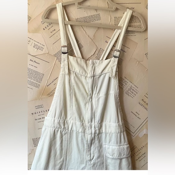 Free People Patchwork Overall Jumpsuit Crochet Lace Wide Legs Ivory - Picture 5 of 6